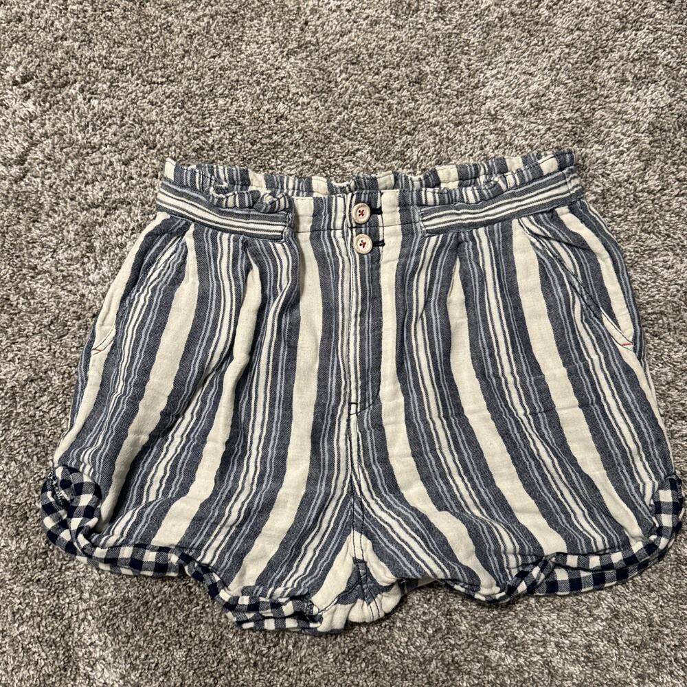 Pilcro Anthropologie Womens Blue Ivory Everyday Striped Cuff Hem Chino Shorts 28